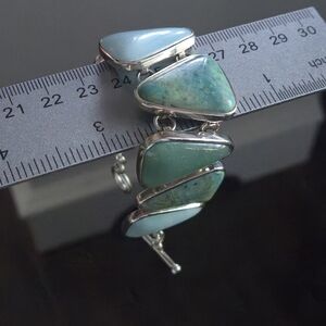 Whitney Kelly 925 Sterling Silver Variscite Aventurine Larimar Toggle Bracelet